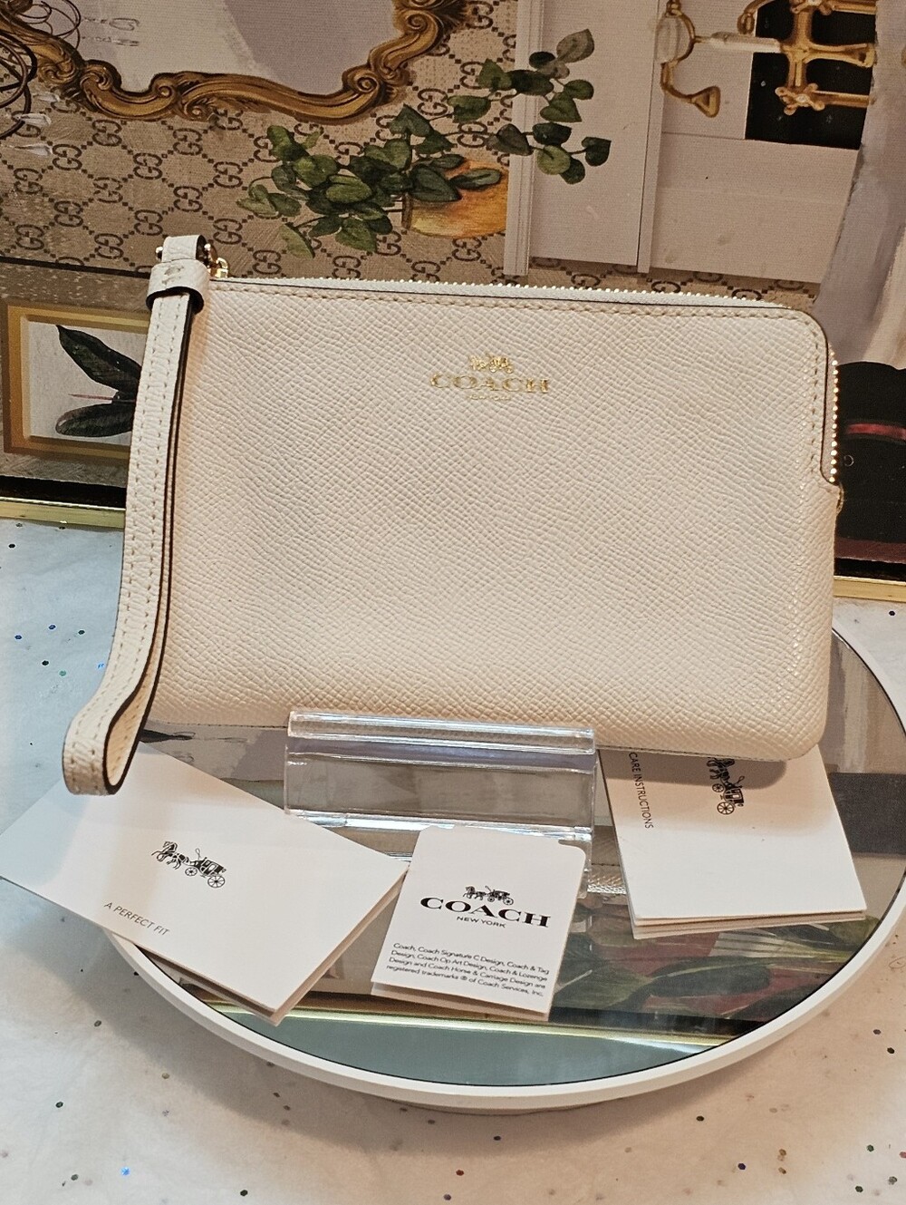 Coach Chalk Cross-Grain Leather Wristlet - Picture 6 of 16